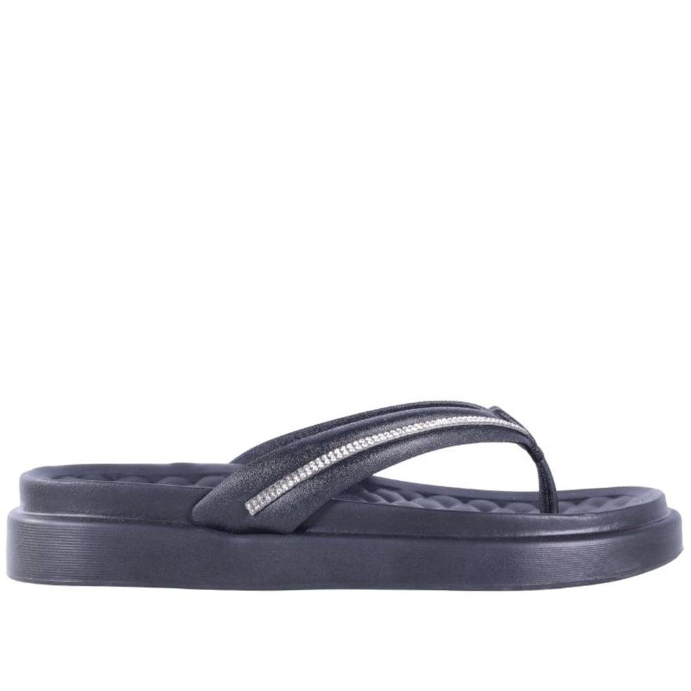 Chinelo Feminino Moleca com Aplicações de Brilho 5554,101 Preto