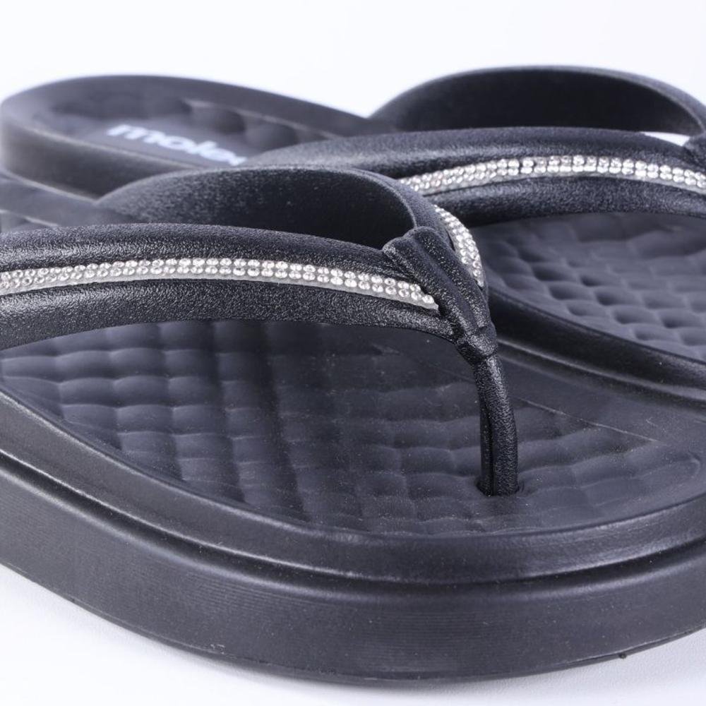 Chinelo Feminino Moleca com Aplicações de Brilho 5554,101 Preto Preto 2