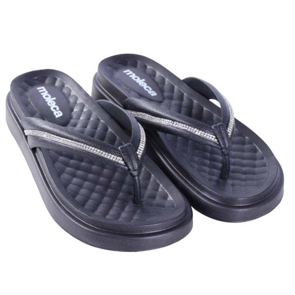 Chinelo Feminino Moleca com Aplicações de Brilho 5554,101 Preto Preto 3