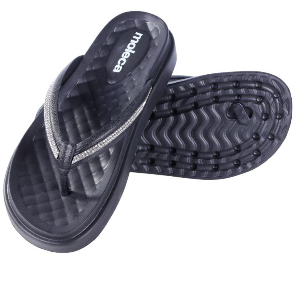 Chinelo Feminino Moleca com Aplicações de Brilho 5554,101 Preto Preto 4