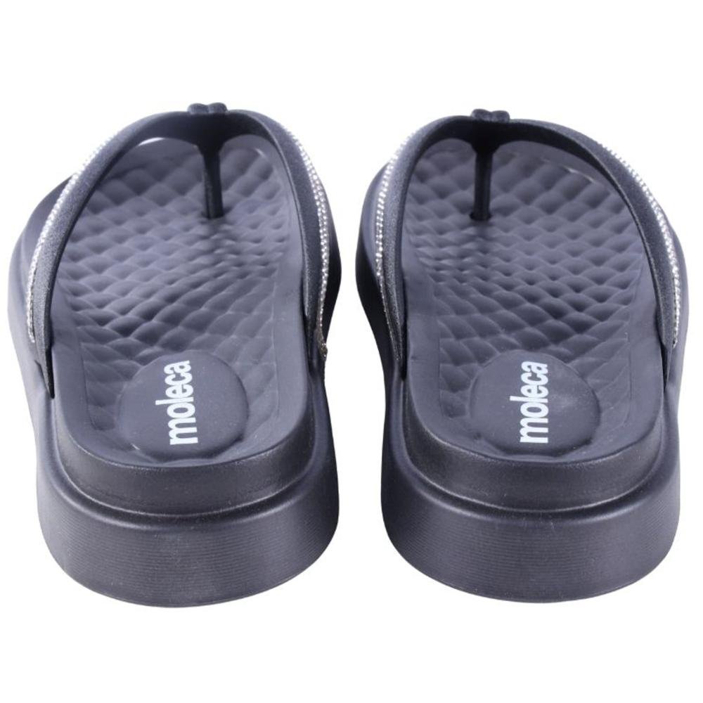 Chinelo Feminino Moleca com Aplicações de Brilho 5554,101 Preto Preto 5