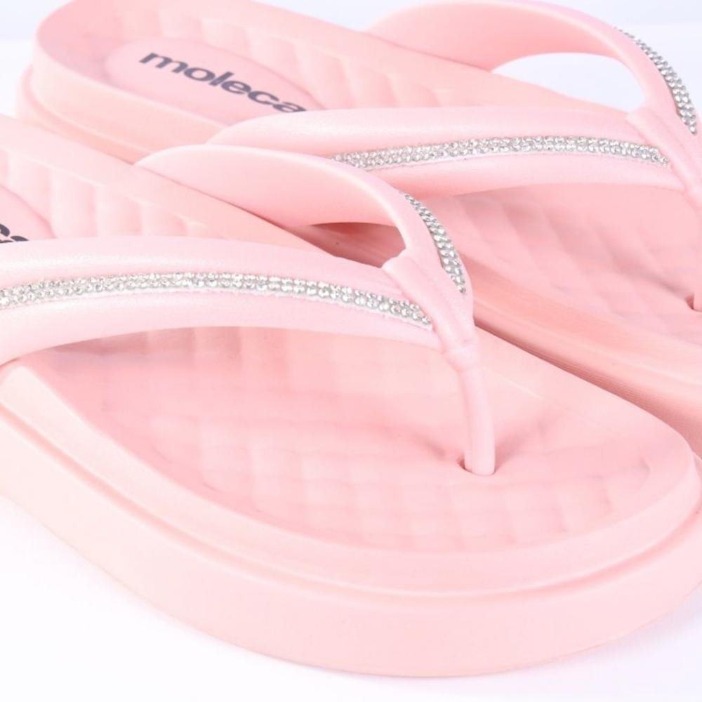 Chinelo Feminino Moleca com Aplicações de Brilho 5554,101 Salmao Rosa 2