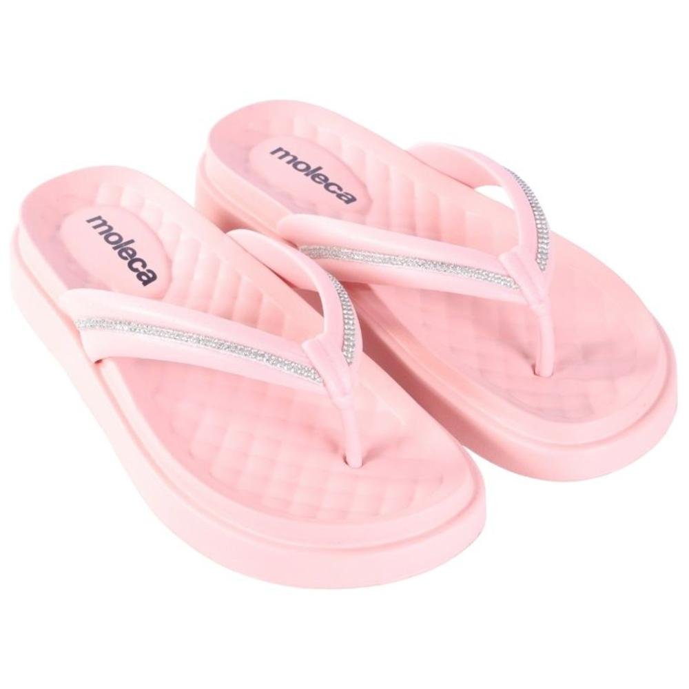 Chinelo Feminino Moleca com Aplicações de Brilho 5554,101 Salmao Rosa 3