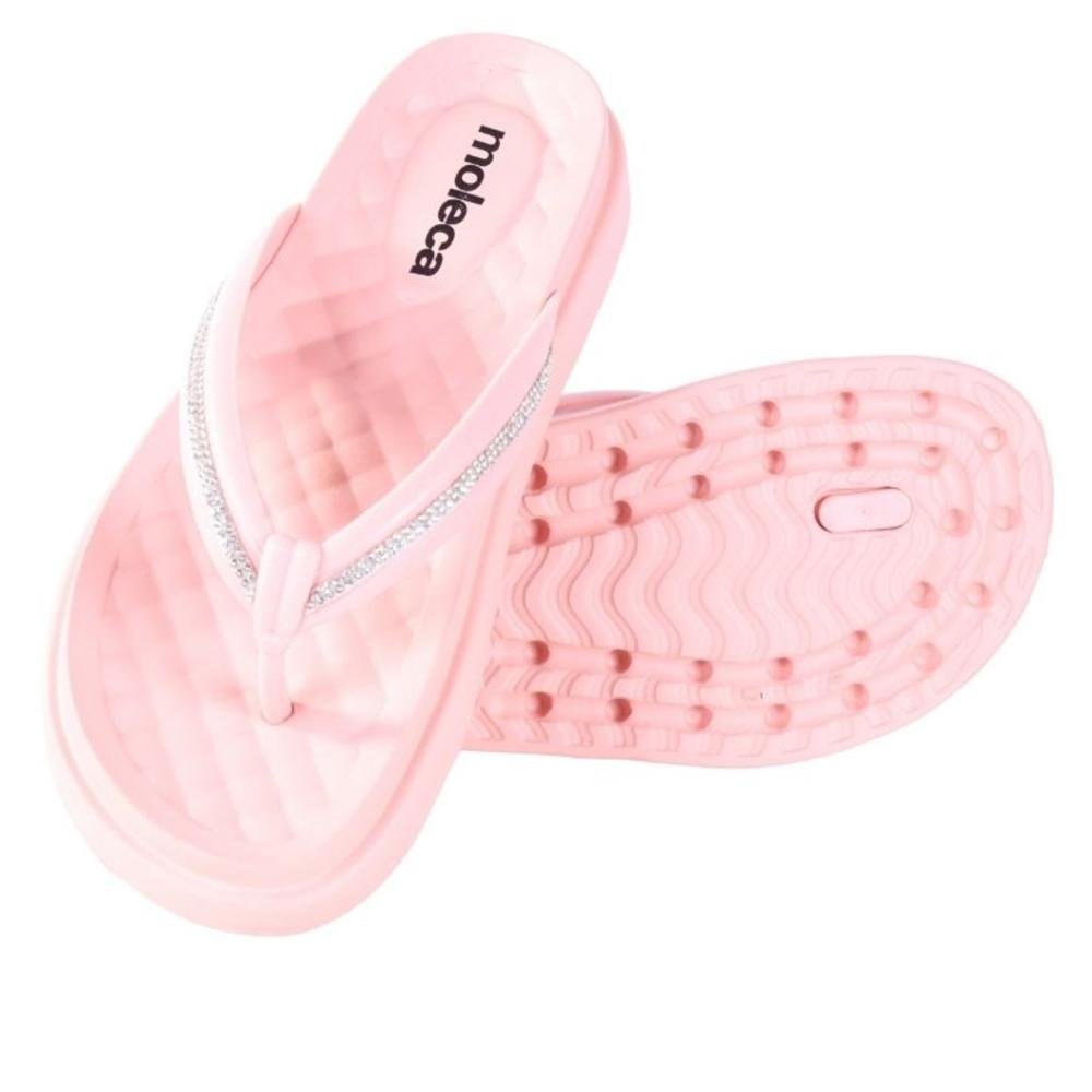 Chinelo Feminino Moleca com Aplicações de Brilho 5554,101 Salmao Rosa 5