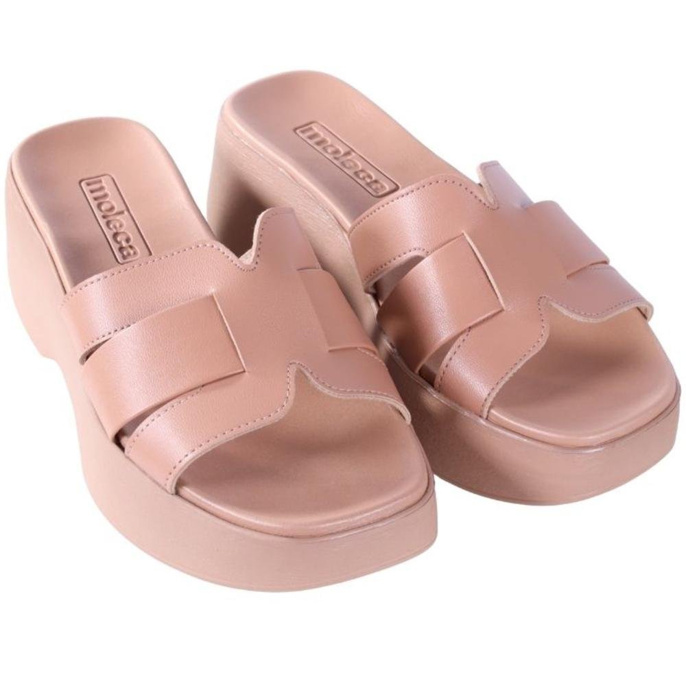 Tamanco Anabela Feminino Moleca 5503,119 Nude Rosa 2