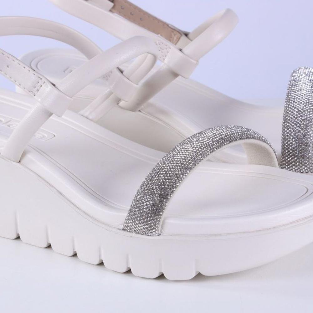 Sandália Anabela Feminina Moleca 5536,106 Branco/Prata Branco 3