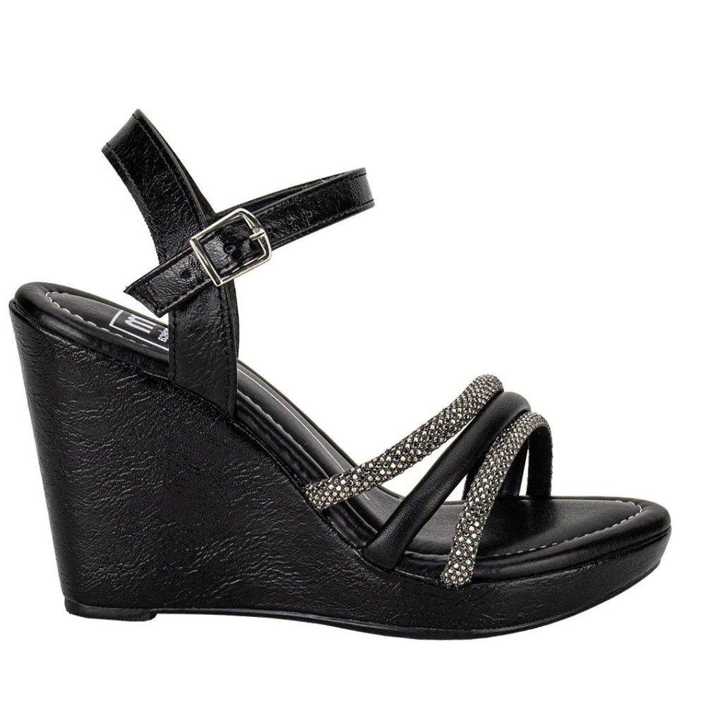 Sandália Anabela Feminina Moleca 5411,1505 Preto