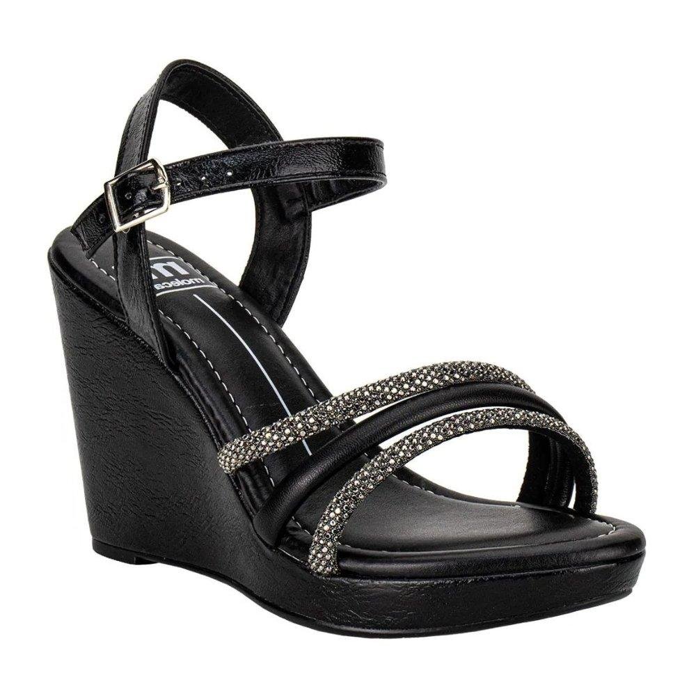 Sandália Anabela Feminina Moleca 5411,1505 Preto Preto 2