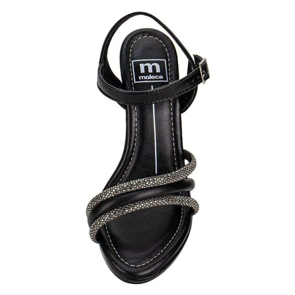 Sandália Anabela Feminina Moleca 5411,1505 Preto Preto 4