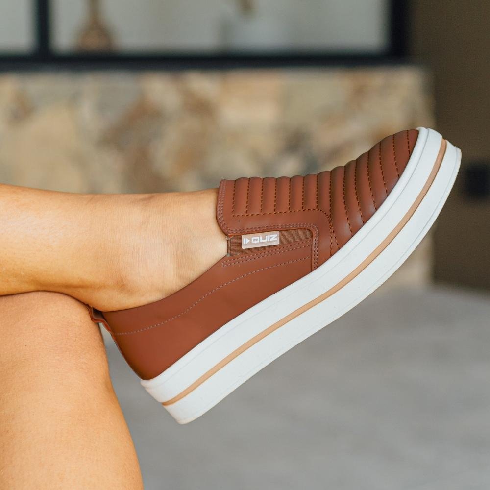 Tênis Feminino Slip-On Quiz 65-1791 Terracota Marrom 2