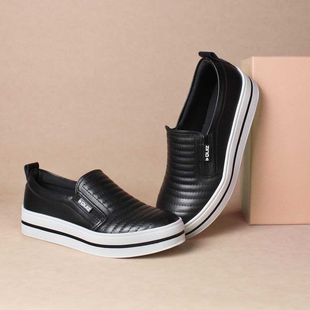 Tênis Feminino Slip-On Quiz 65-1791 Preto Preto 3
