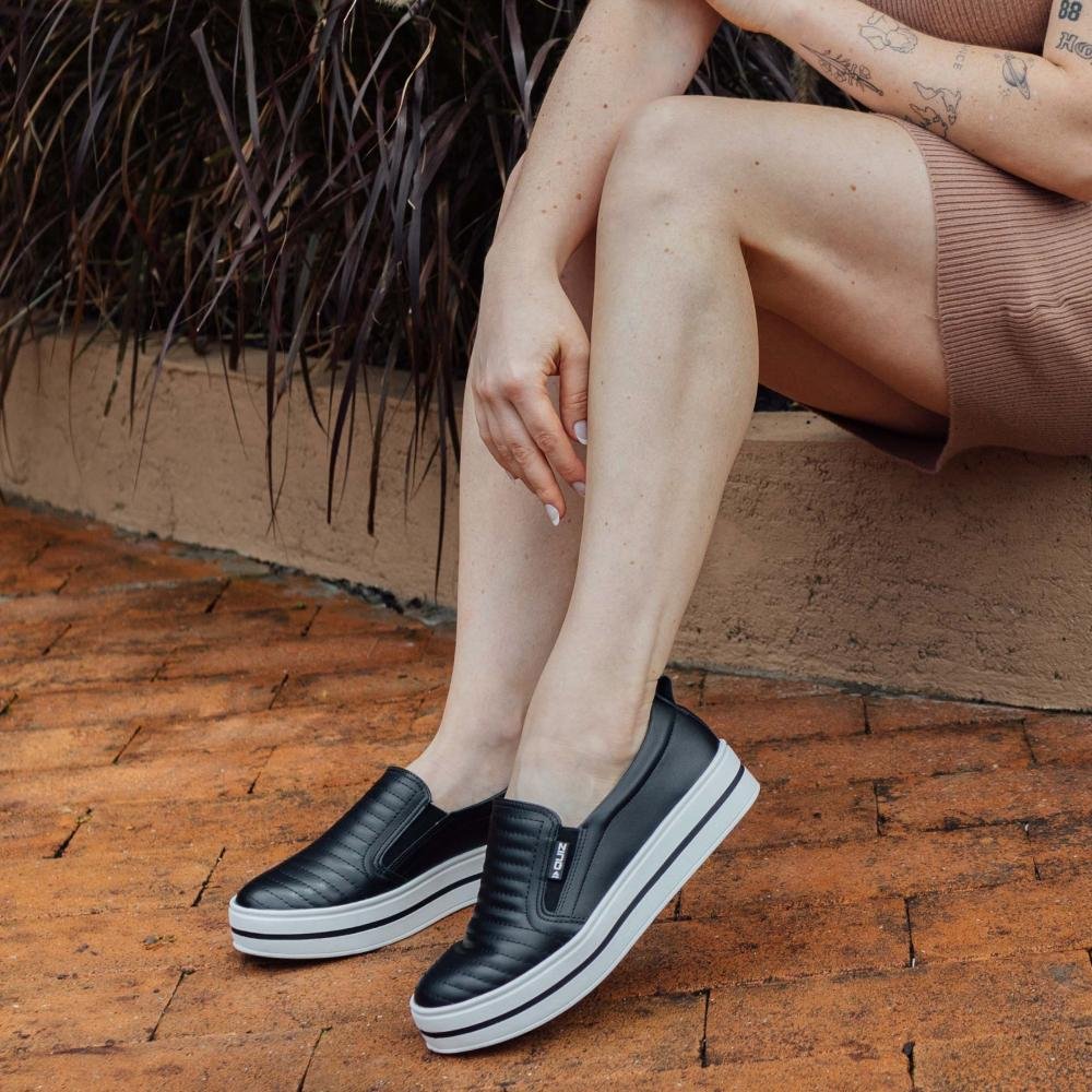 Tênis Feminino Slip-On Quiz 65-1791 Preto Preto 5
