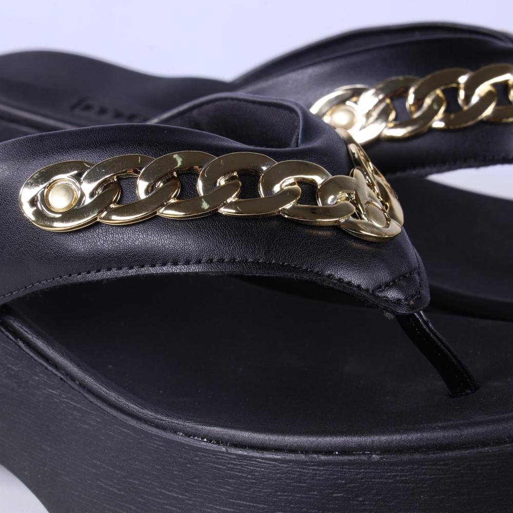 Tamanco Feminino Moleca Plataforma com Corrente 5503,117 Preto Preto 3