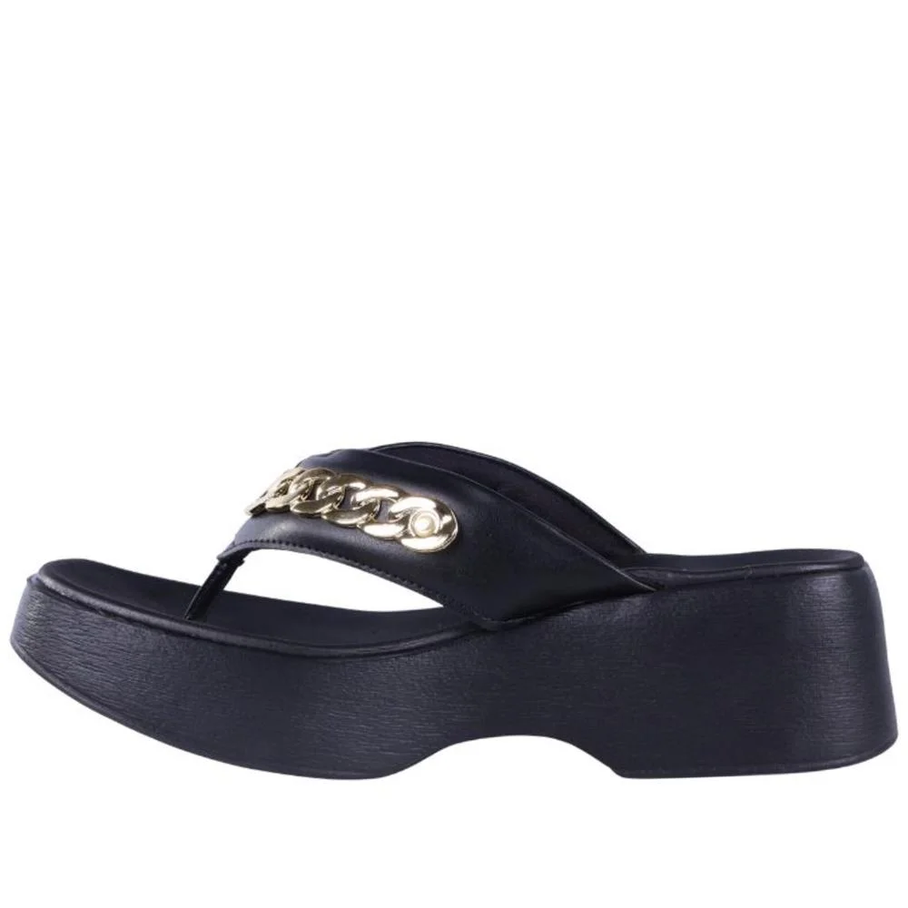 Tamanco Feminino Moleca Plataforma com Corrente 5503,117 Preto Preto 4