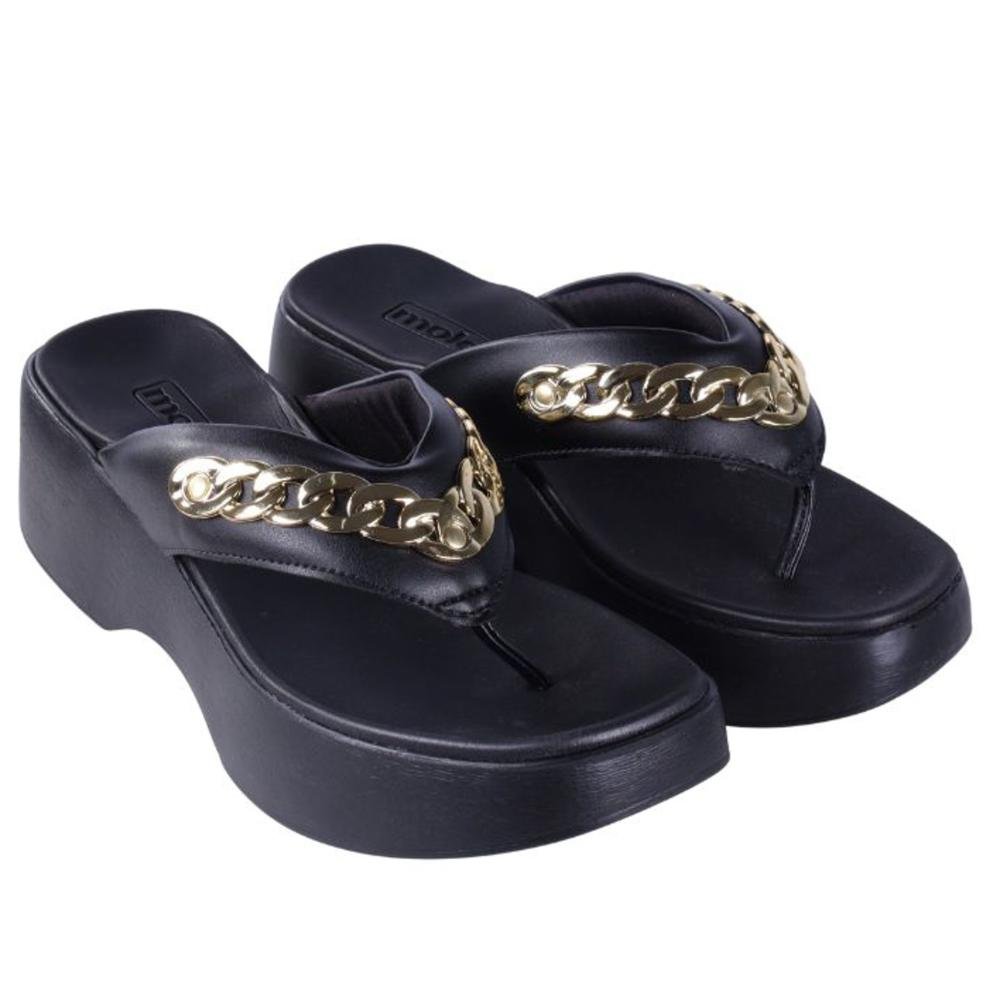 Tamanco Feminino Moleca Plataforma com Corrente 5503,117 Preto Preto 5