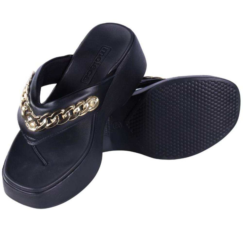 Tamanco Feminino Moleca Plataforma com Corrente 5503,117 Preto Preto 6