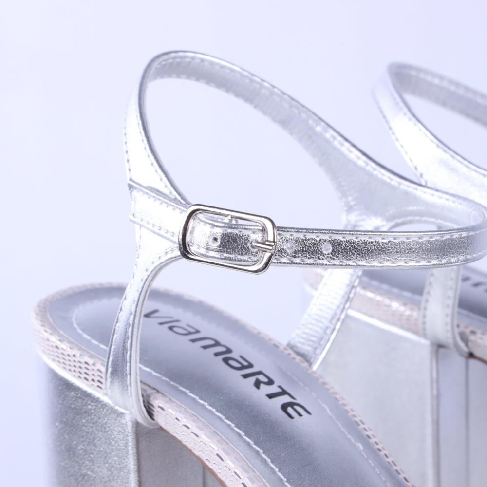Sandália Feminina Via Marte 141-026 Prata Prata 5