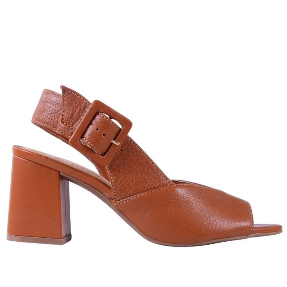 Sandália Feminina Bottero com Salto Bloco 372002 Caramelo