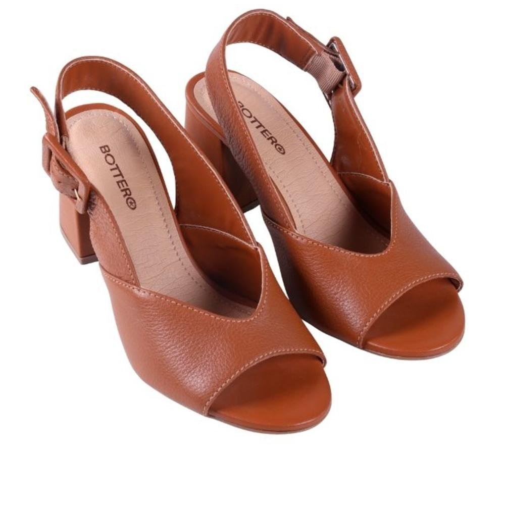 Sandália Feminina Bottero com Salto Bloco 372002 Caramelo Marrom 3
