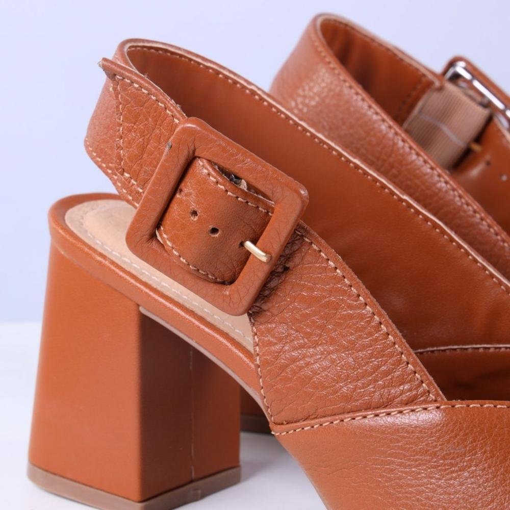 Sandália Feminina Bottero com Salto Bloco 372002 Caramelo Marrom 5
