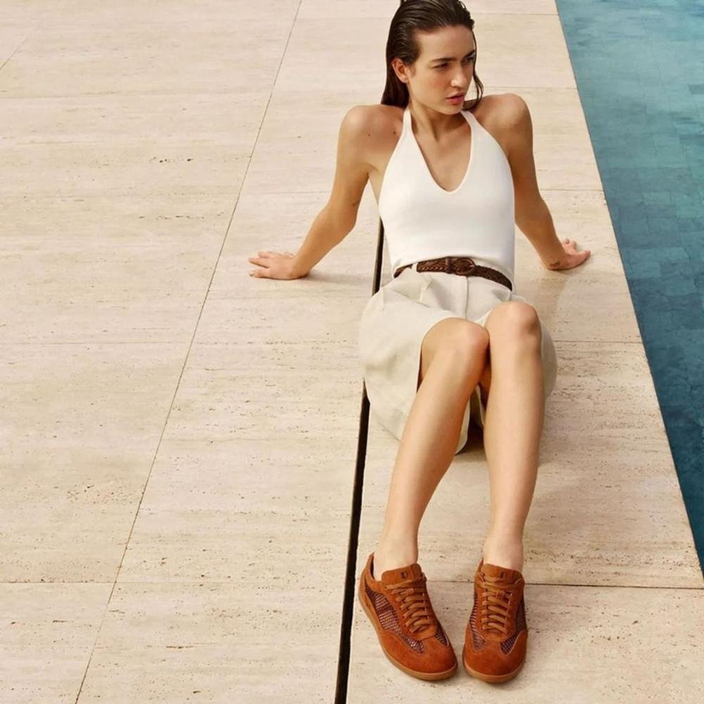 Tênis Feminino Democrata Olivia 657102 Tan Marrom 2