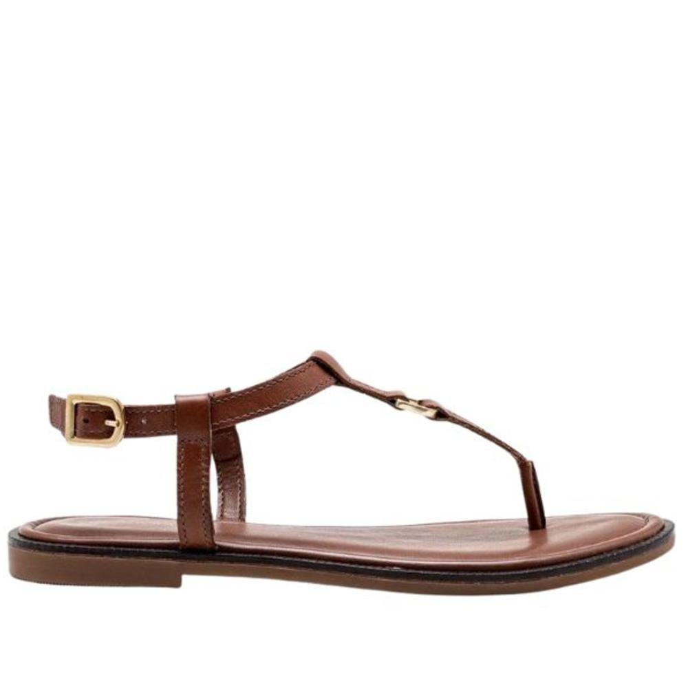 Sandália Rasteira Feminina Democrata 634102 Tan