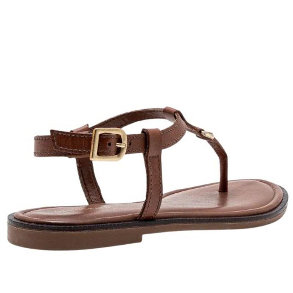 Sandália Rasteira Feminina Democrata 634102 Tan Marrom 2