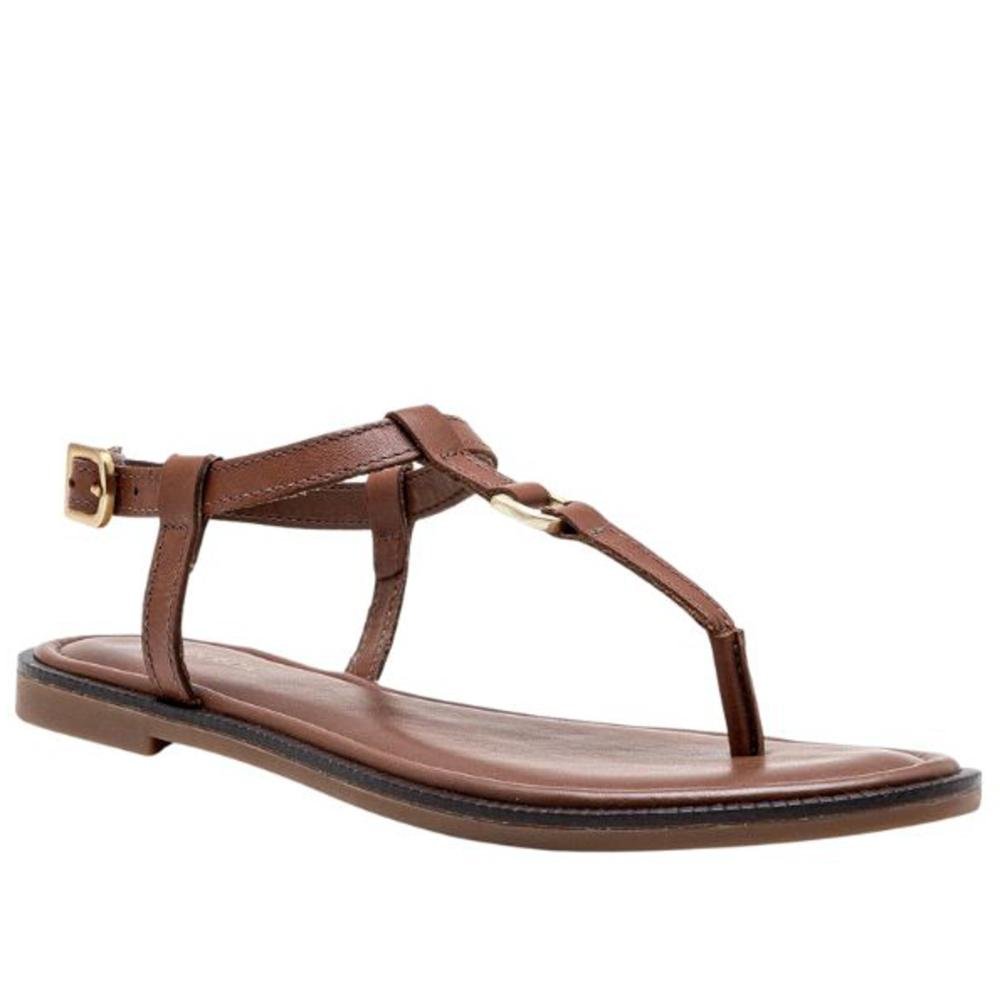 Sandália Rasteira Feminina Democrata 634102 Tan Marrom 4