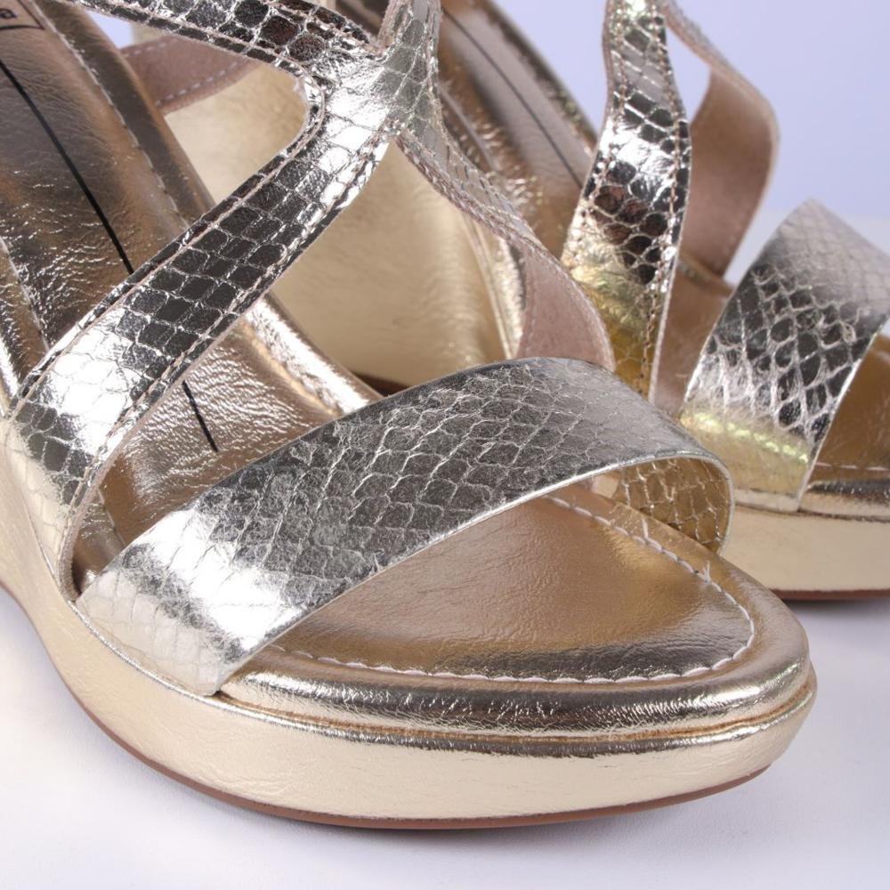 Sandália Anabela Feminina Moleca 5411,1503 Dourado Dourado 2