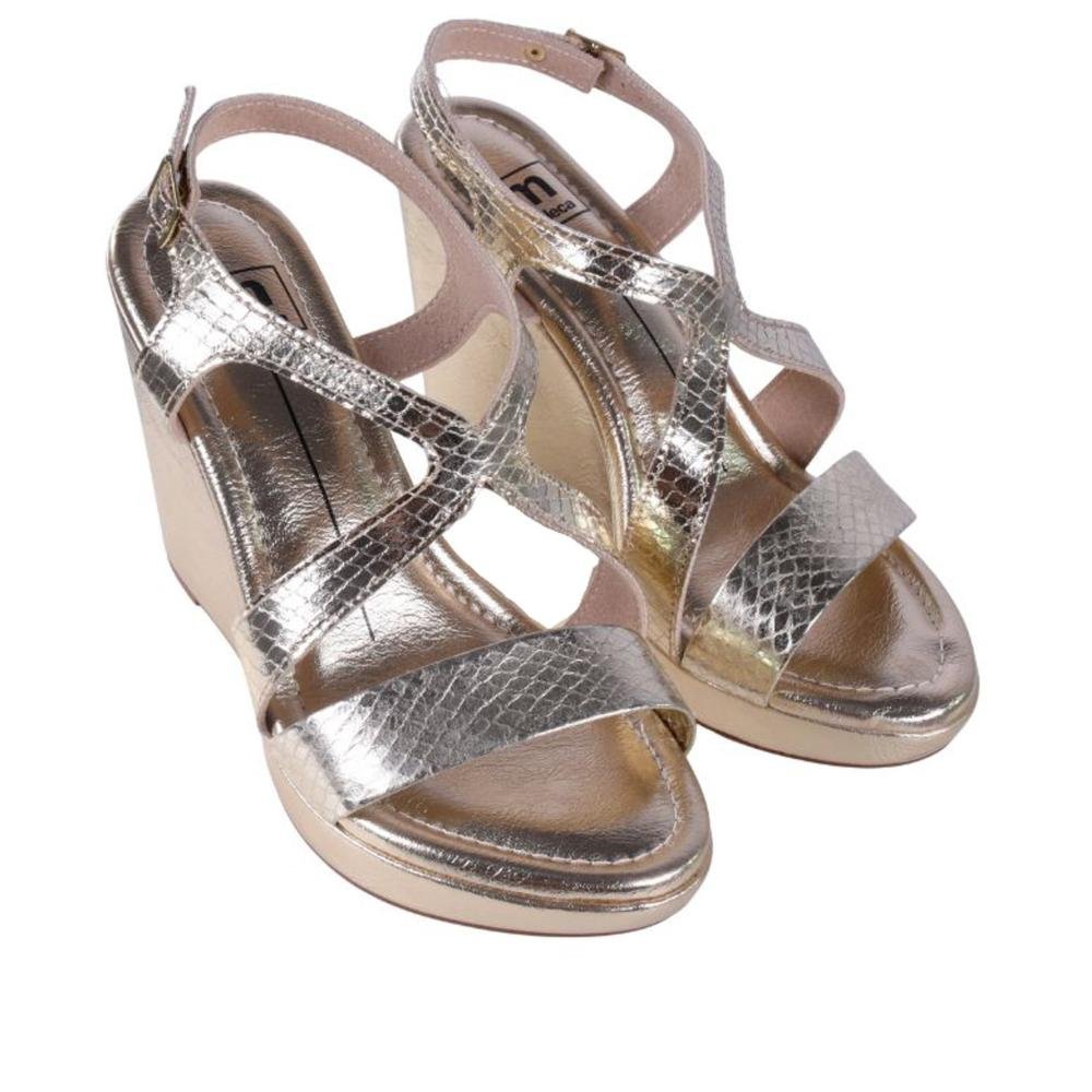 Sandália Anabela Feminina Moleca 5411,1503 Dourado Dourado 3