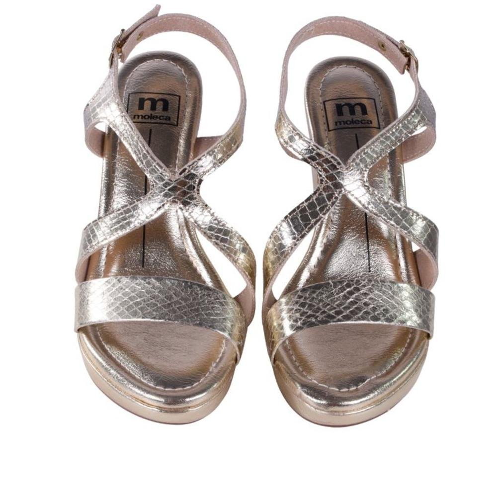 Sandália Anabela Feminina Moleca 5411,1503 Dourado Dourado 4