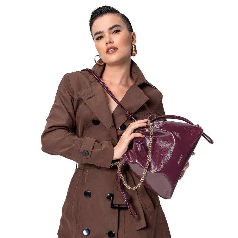 Bolsa Feminina Via Marte com Corrente B2-617 Borgonha Bordô 2