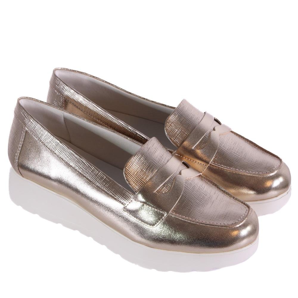 Mocassim Comfortflex Feminino 25-59401 Ouro Dourado 3
