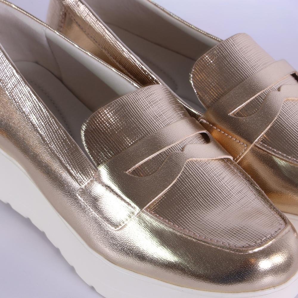 Mocassim Comfortflex Feminino 25-59401 Ouro Dourado 4