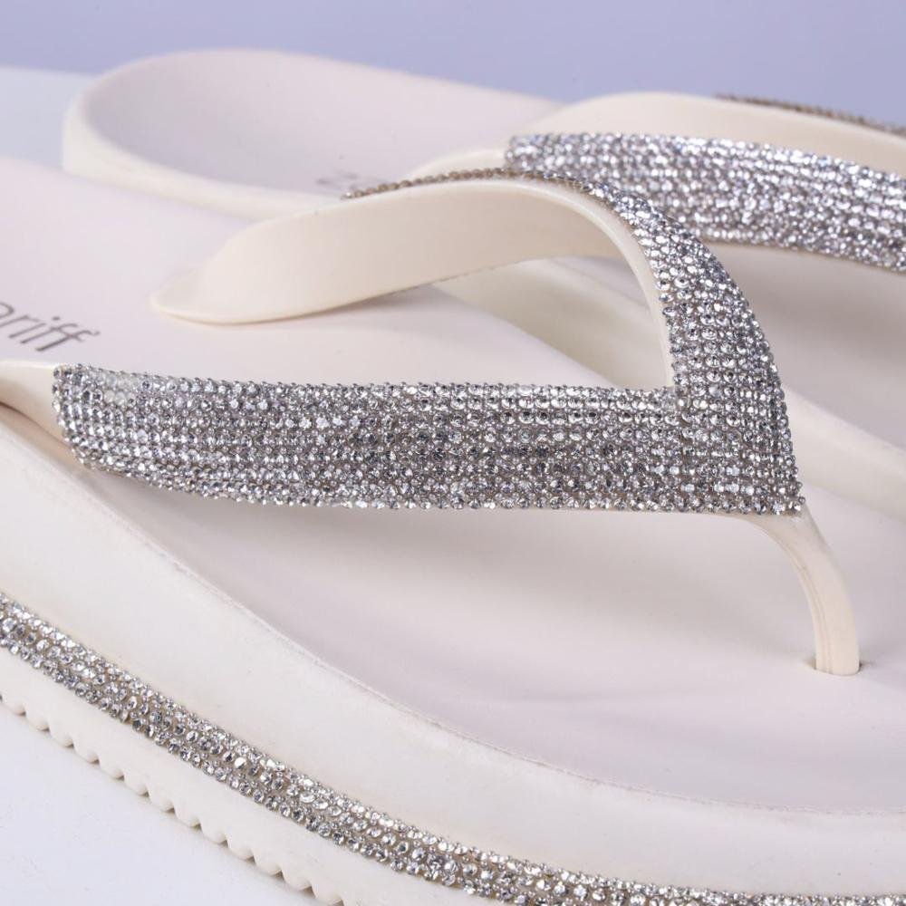Chinelo Zariff Feminino Strass Amm02 Off White Branco 5