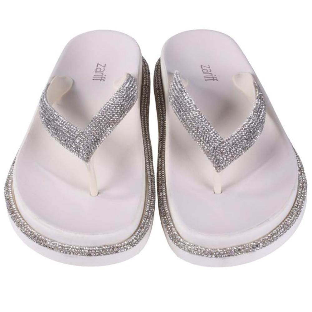 Chinelo Zariff Feminino Strass Amm02 Off White Branco 7