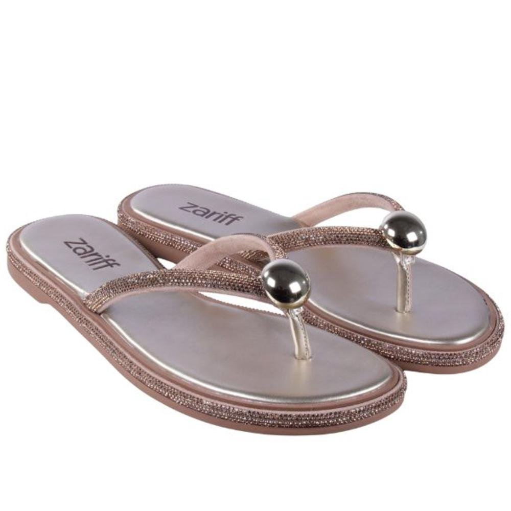 Chinelo Rasteiro Feminino Zariff 1931-61 Ouro Light Dourado 2