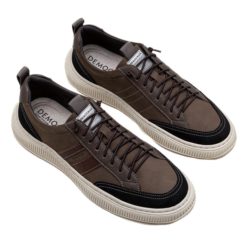 Tênis Masculino Democrata Denim Vibe 625101 Preto/Smoke Marrom 2