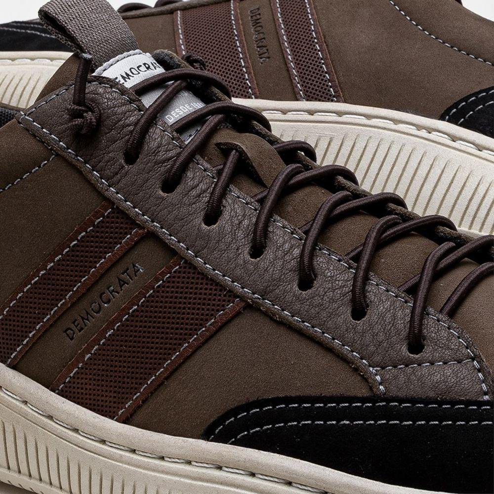 Tênis Masculino Democrata Denim Vibe 625101 Preto/Smoke Marrom 3
