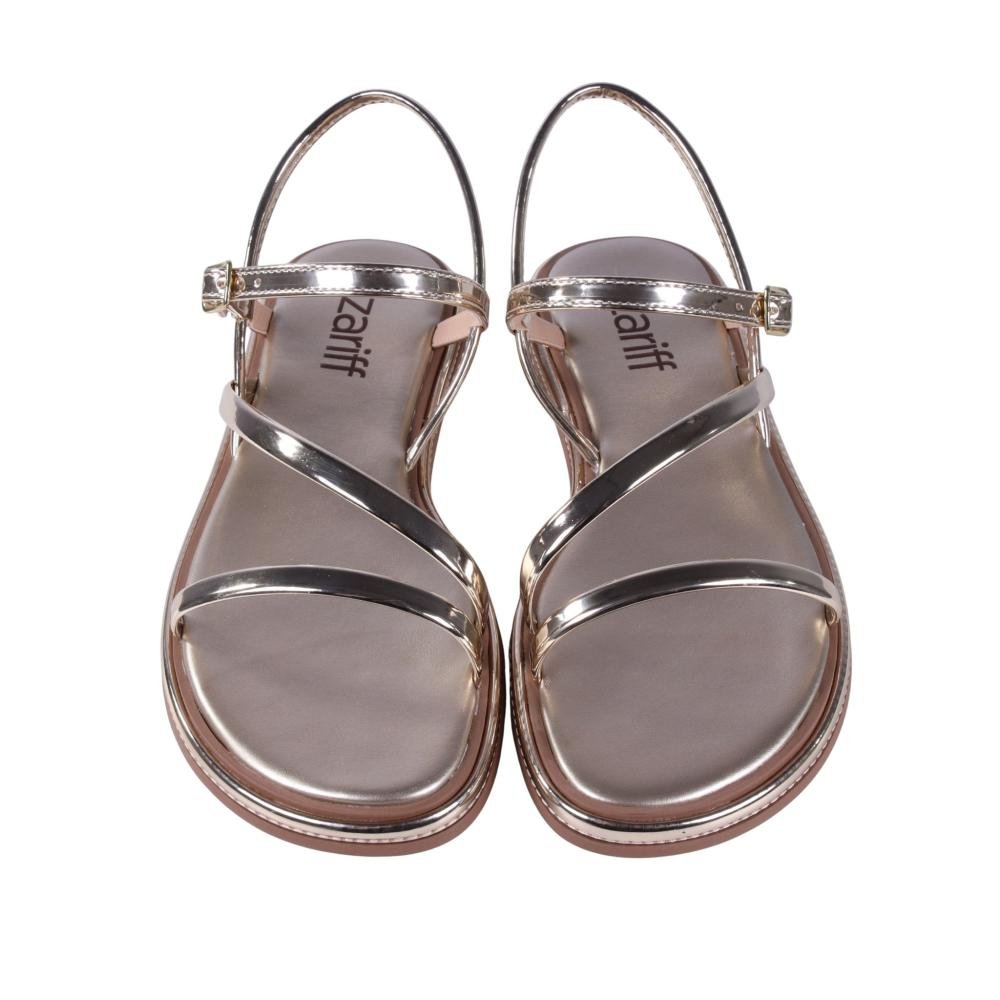 Sandália Feminina Rasteira Zariff 1931-65 Ouro Light Dourado 13
