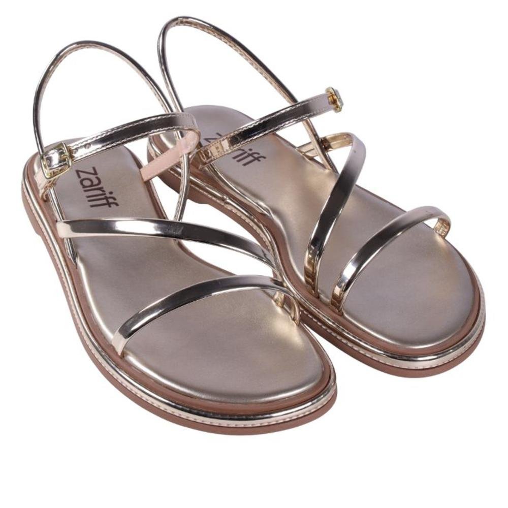Sandália Feminina Rasteira Zariff 1931-65 Ouro Light Dourado 3