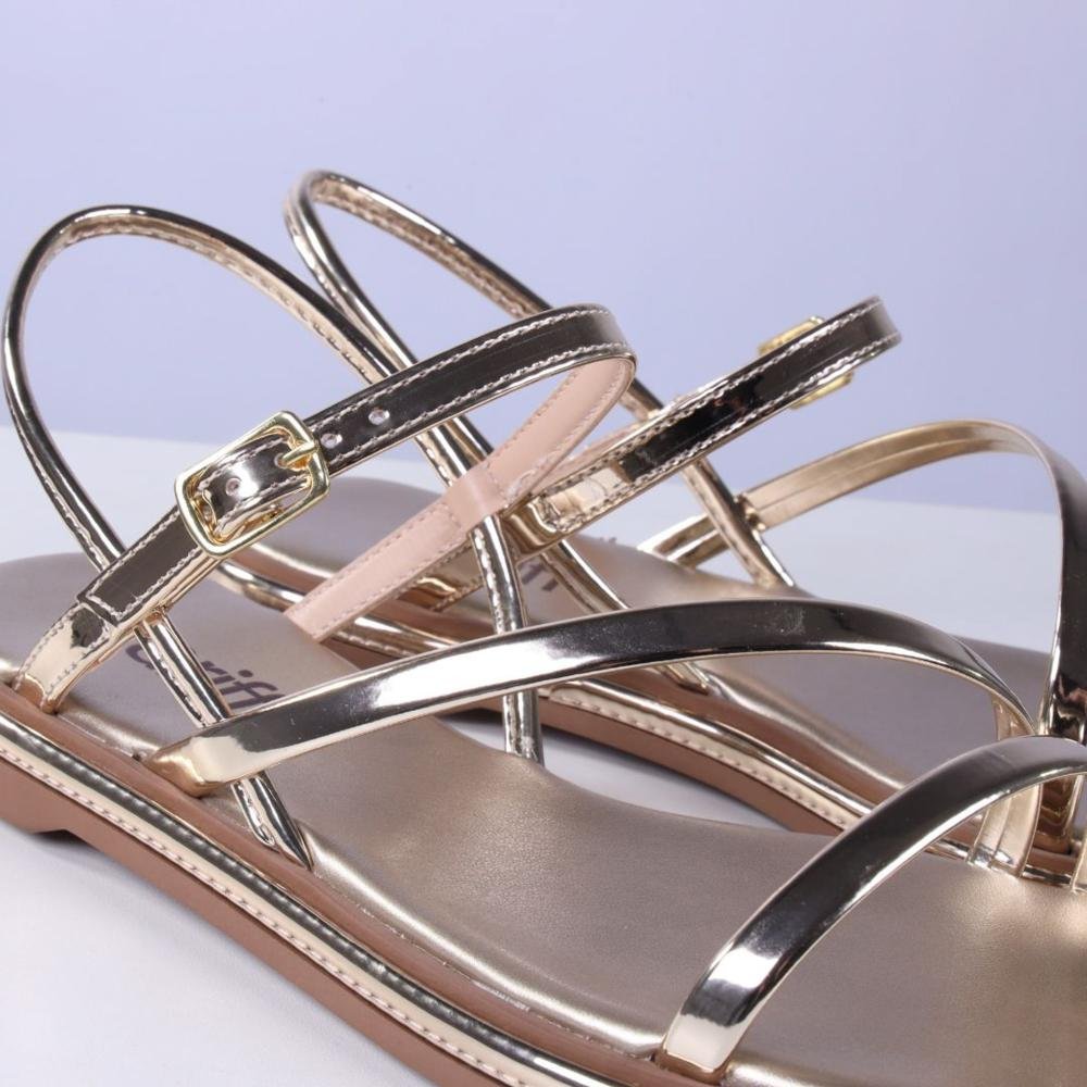 Sandália Feminina Rasteira Zariff 1931-65 Ouro Light Dourado 4