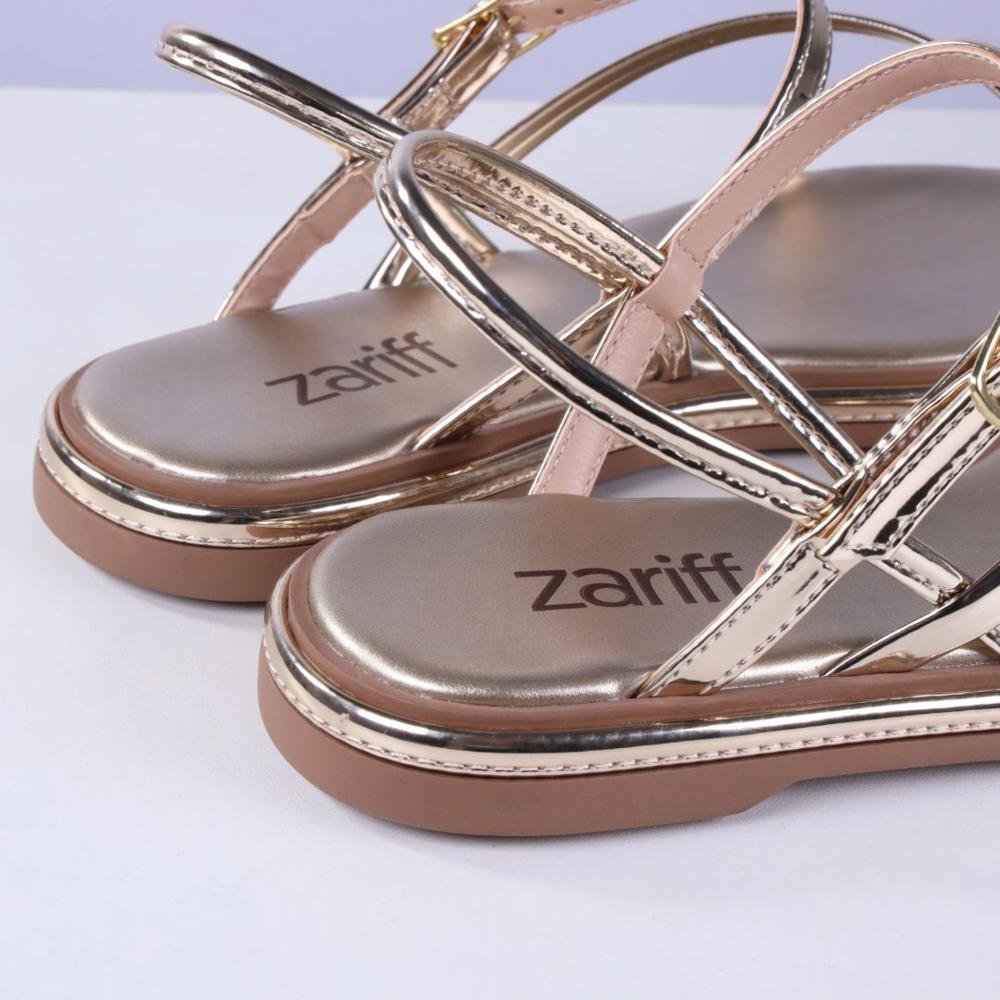 Sandália Feminina Rasteira Zariff 1931-65 Ouro Light Dourado 6