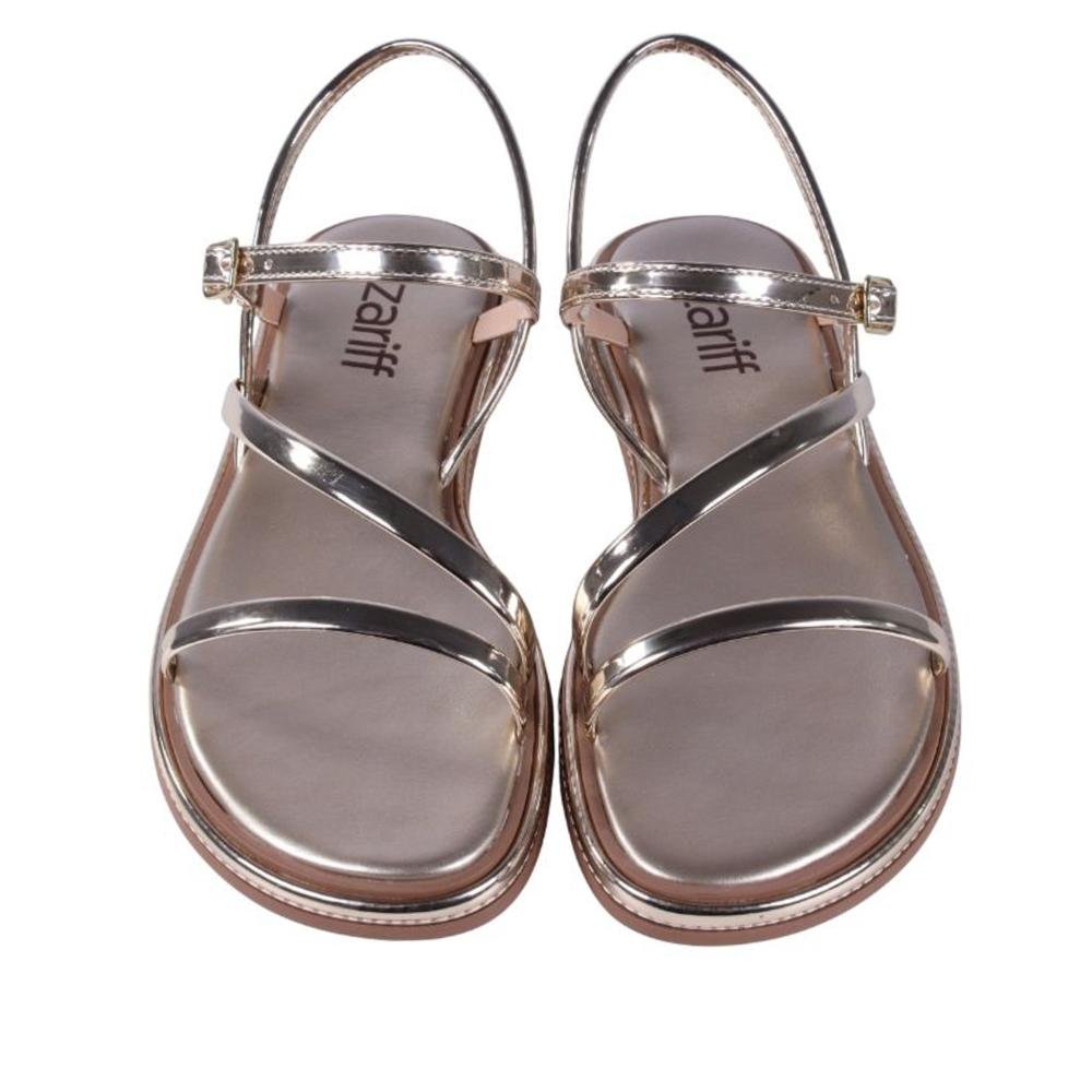 Sandália Feminina Rasteira Zariff 1931-65 Ouro Light Dourado 7
