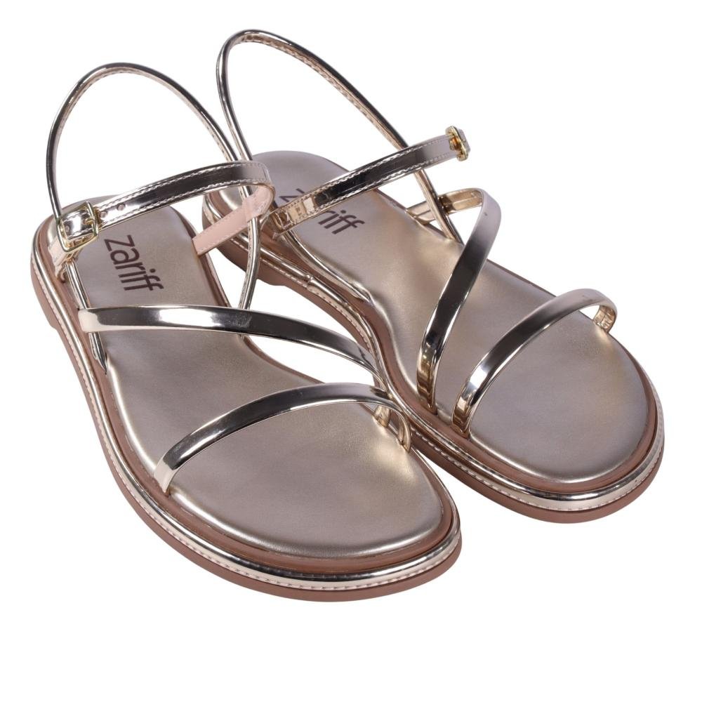 Sandália Feminina Rasteira Zariff 1931-65 Ouro Light Dourado 9