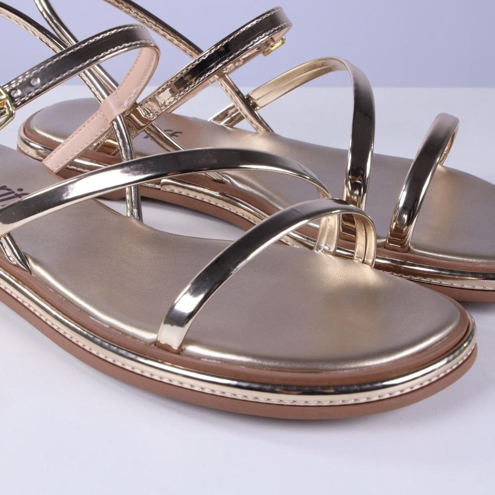Sandália Feminina Rasteira Zariff 1931-65 Ouro Light Dourado 10