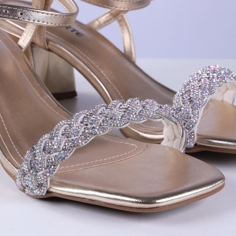 Sandália Feminina Via Marte 100-016 Gold Prata 11