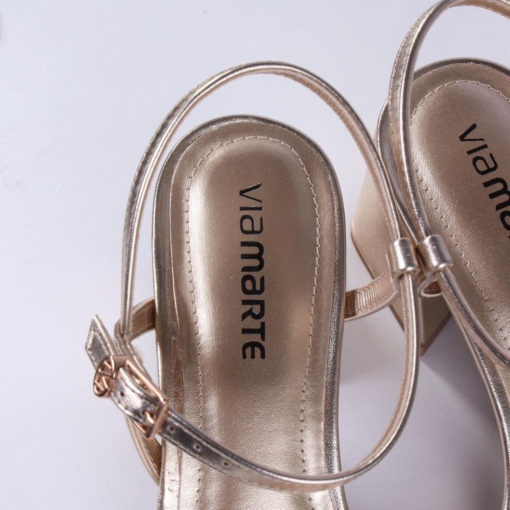 Sandália Feminina Via Marte 100-016 Gold Prata 12
