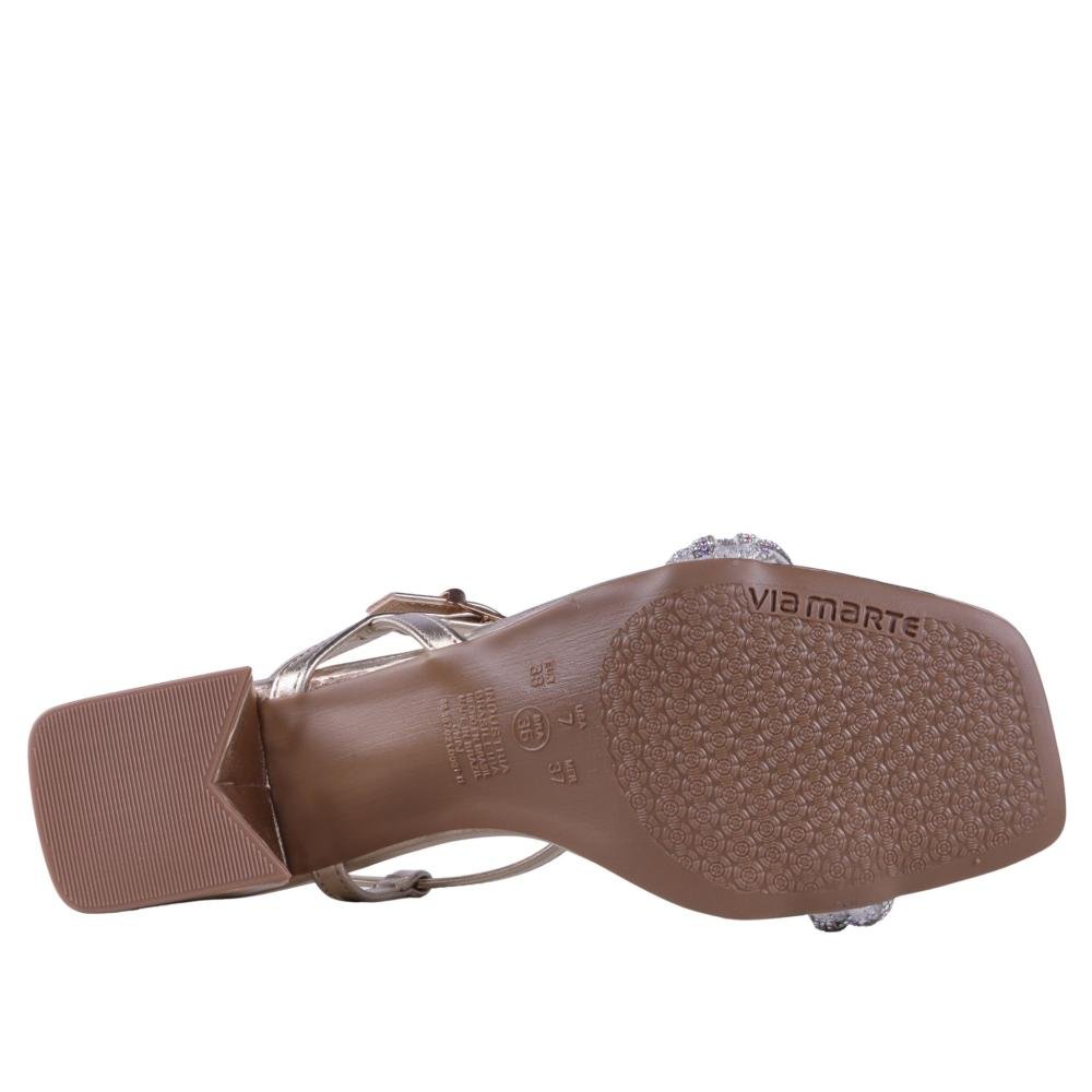 Sandália Feminina Via Marte 100-016 Gold Prata 14
