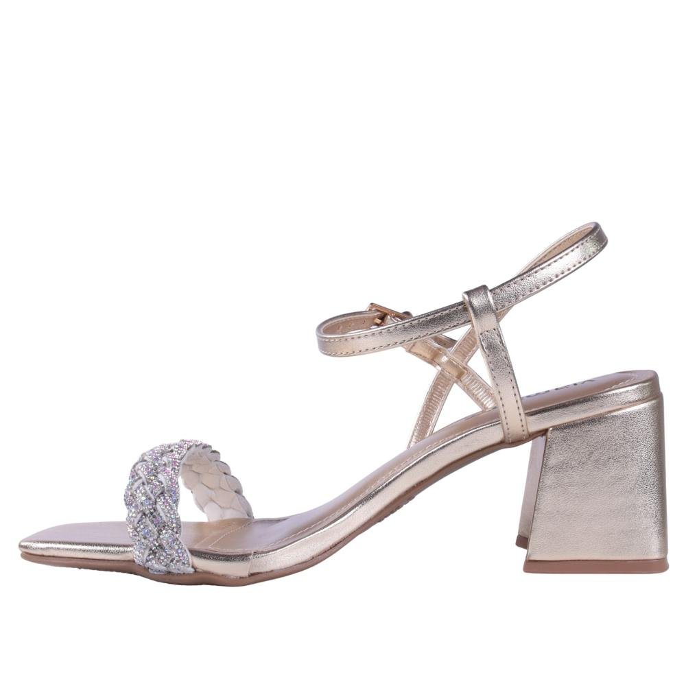 Sandália Feminina Via Marte 100-016 Gold Prata 15